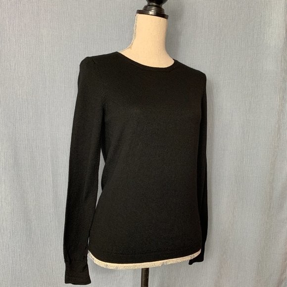 Women's Merino WOOL Sweater / BLACK Wool Pullover / Women's MEDIUM Sweater / - Picture 2 of 5